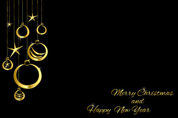 Christmas background with golden balls