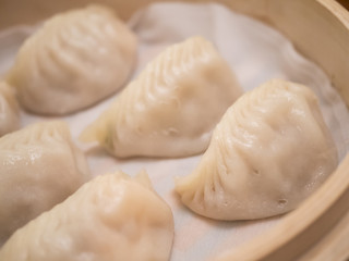 Fototapeta na wymiar Closeup of Streamed shrimp Dumplings Taiwan food 4