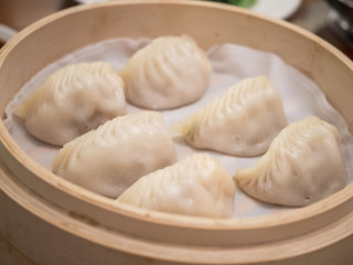 Fototapeta na wymiar Closeup of Streamed shrimp Dumplings Taiwan food 3