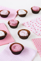 natural pink marshmallow closeup isolates on white