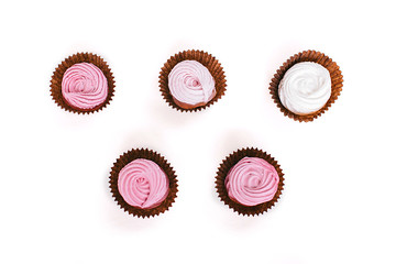 natural pink marshmallow closeup isolates on white