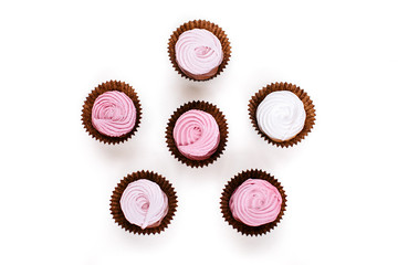 natural pink marshmallow closeup isolates on white