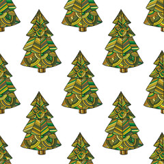 Seamless pattern with the image of a Christmas tree