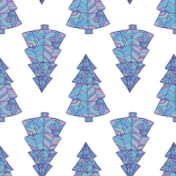 Seamless pattern with the image of a Christmas tree