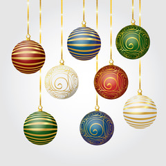 New Year gray background with Christmas balls