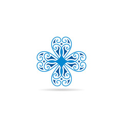Vector blue geometrical symbol or logo for decoration