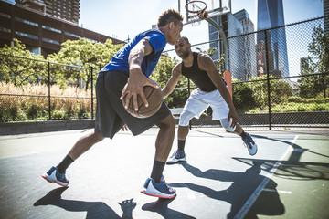 Basketball player playing outdoors