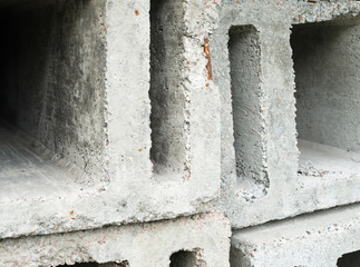 Stack of the concrete ventilation blocks