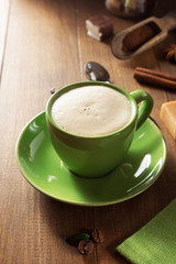 empty cup of coffee on wood