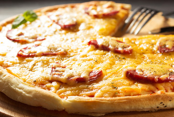 pepperoni pizza at wood