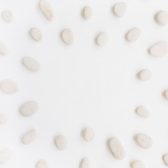 Frame made of beige stones. Flat lay, top view