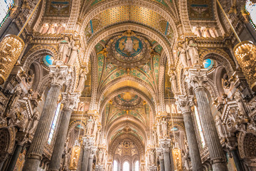 Obraz premium Inside Basilica of Notre-Dame de Fourviere in Lyon France