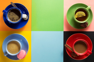 cup and saucer at colorful paper