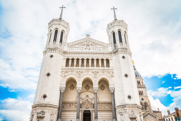 Fototapeta premium Basilica of Notre-Dame de Fourviere in Lyon France