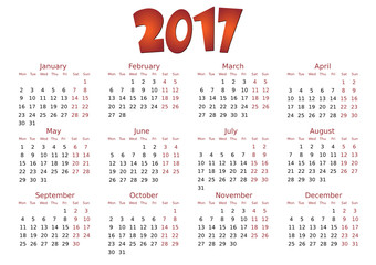 simple editable vector calendar 2017