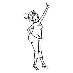 Vector Character - Latina Woman with Cell Phone. Girl Take a Selfie Photo