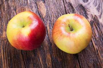apple on a wooden table