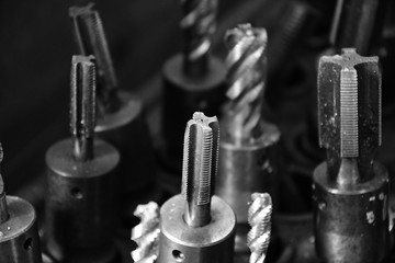 Drilling Tool. Black-and-white photo.