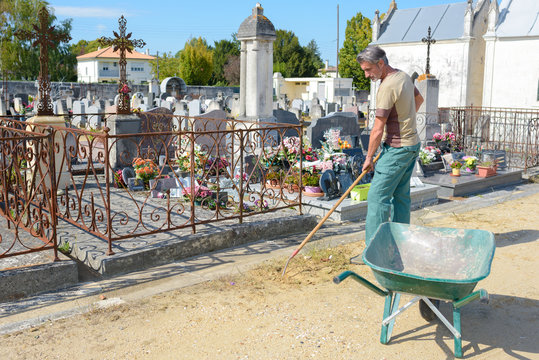 cleaning the cemetery