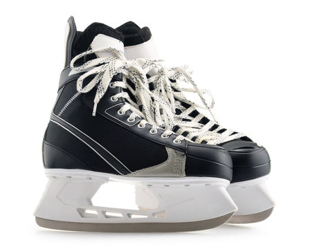 Pair of ice hockey skates isolated on white
