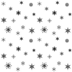 Snowflakes seamless pattern on white. Winter festive background.