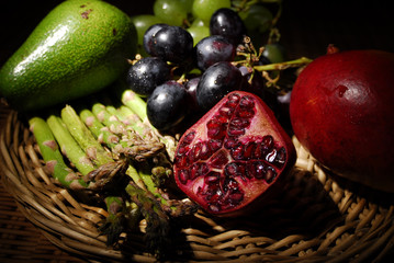 fruits and green asparagus 
