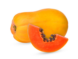 ripe papaya fruit isolated on white background