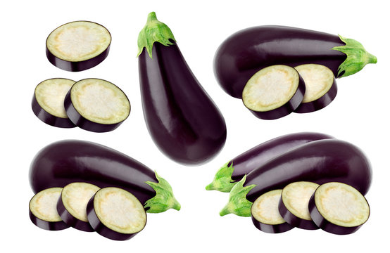 Eggplant isolated on white background, with clipping path