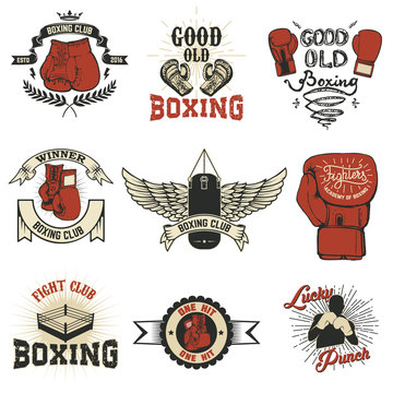 Boxing. Boxing club labels on grunge background. T-shirt print t