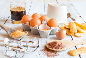 Ingredients for italian  tiramisù cake