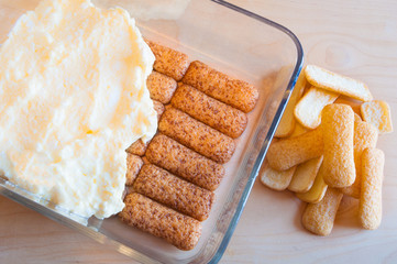 Preparing italian  tiramisù cake