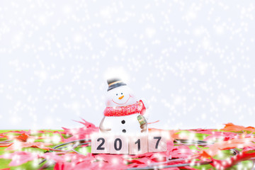 Merry Christmas and happy new year background  and number 2017 t