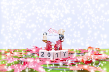Merry Christmas and happy new year background  and number 2017 t