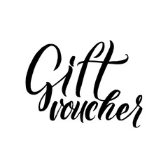 Gift Voucher. Black Calligraphy on White background, Vector illustration