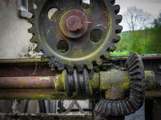  Old and rusty gear in the  sunshine.