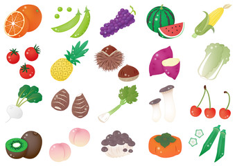 野菜と果物　オレンジ他　ハイライトあり