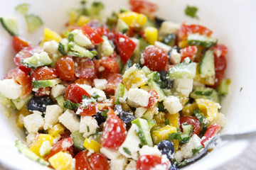 Close-up of fresh Greek salad