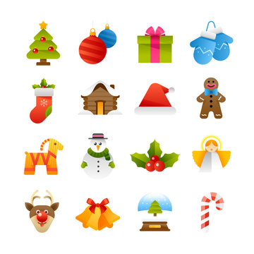 Set of various Christmas and winter vector icons