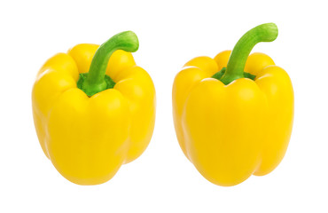 Yellow pepper isolated on white background, with clipping path