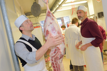 weighing the meat