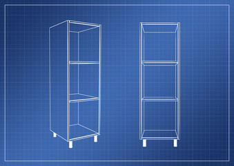 stand on paper blueprint, 3D rendering
