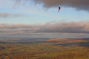 Paraglider above Dartmoor