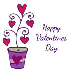 Valentine day greeting card with flower with heart