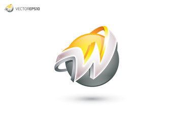 Abstract Letter W Logo - 3D Sphere Logo