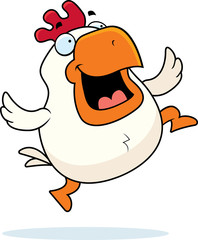 Cartoon Rooster Jumping