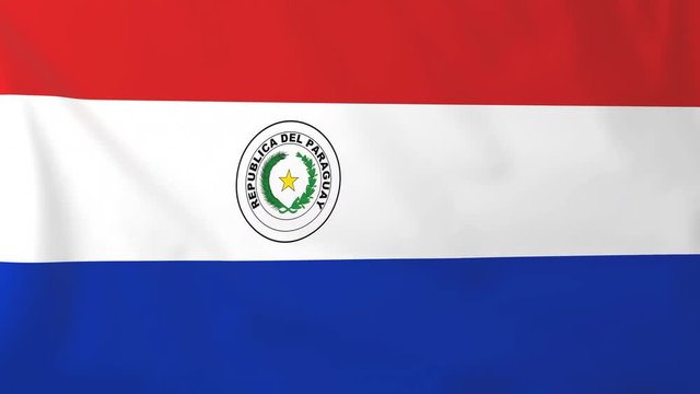 Flag of Paraguay. Rendered using official design and colors. Seamless loop.