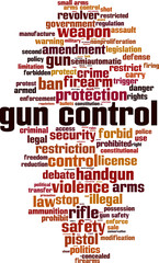 Gun control word cloud concept. Vector illustration