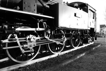 Steam Locomotive in Japan. Black and White Photos.