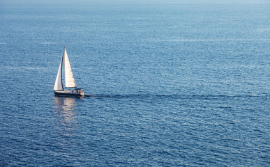Alone boat in the ocean