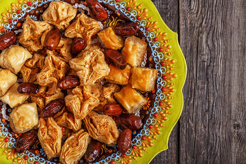 Oriental sweets with dates in assortment.